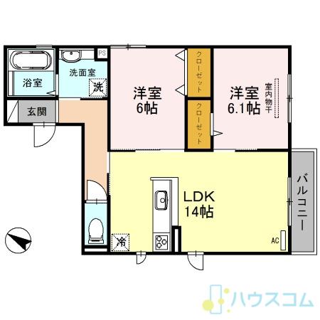 ソフィアコート鳥飼A棟(2LDK/2階)の間取り写真