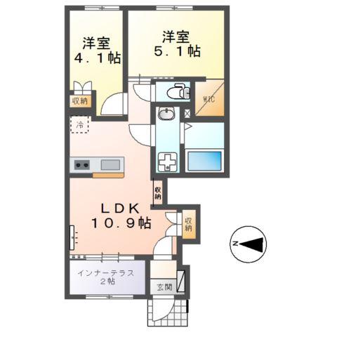 ユニバース(2LDK/1階)の間取り写真
