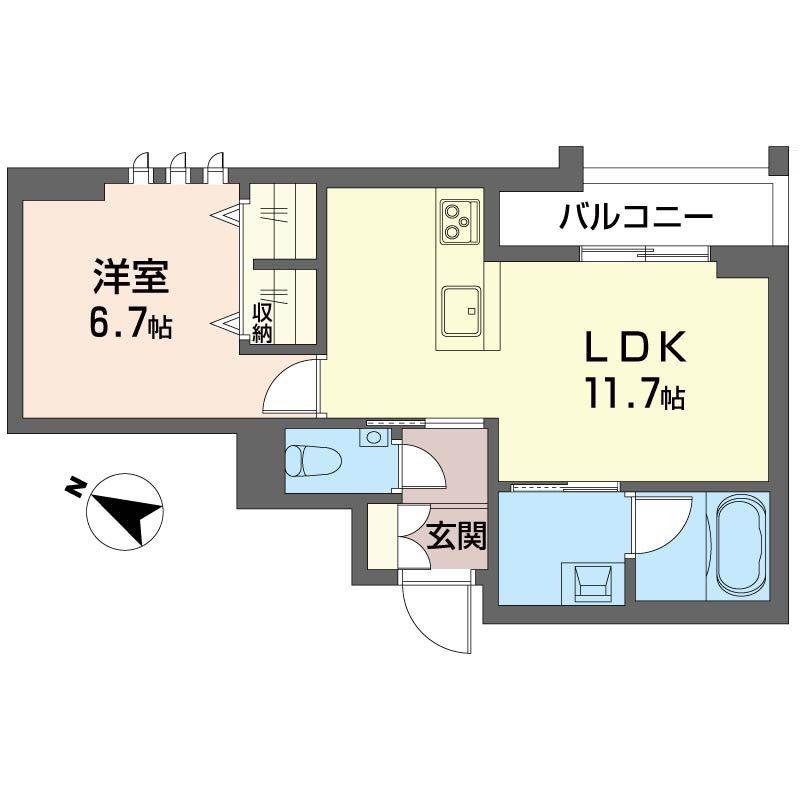 アミコートエムケー(1LDK/2階)の間取り写真
