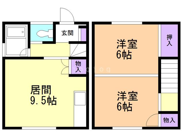 辻村荘(2DK/1階)の間取り写真