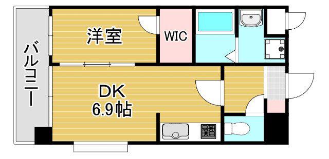 カーサ エンペサール(1DK/9階)の間取り写真