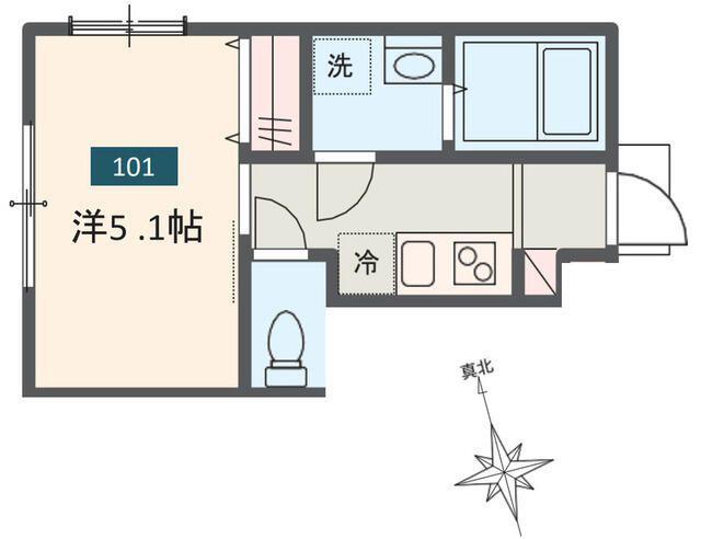 MELDIA小台II(1K/1階)の間取り写真