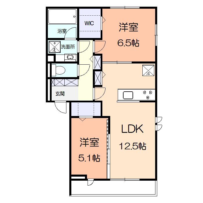 エスポワールIII(2LDK/1階)の間取り写真