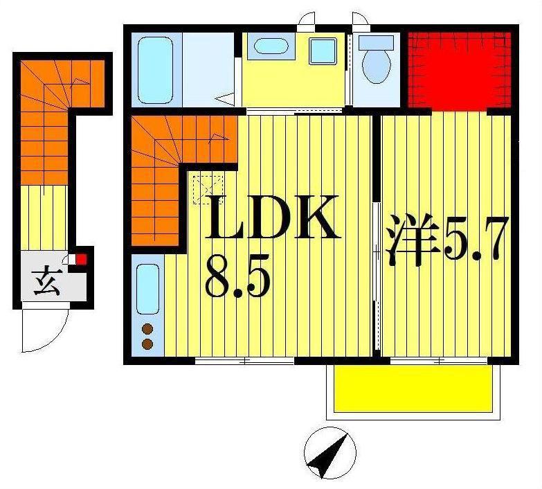 ロワフィーユ(1LDK/2階)の間取り写真