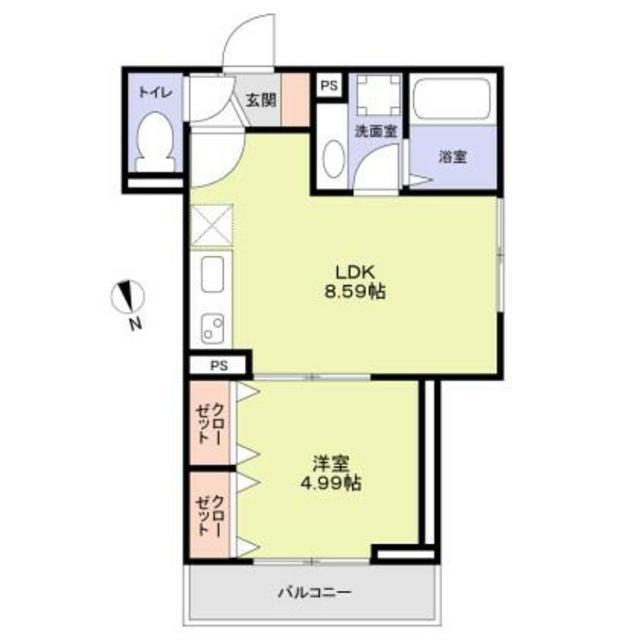 ラリュール鷺宮(1LDK/2階)の間取り写真