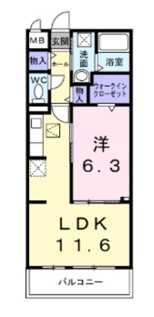 ガーデンハウス フィオーレ(1LDK/3階)の間取り写真