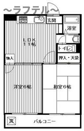 ガーデンハウス(2LDK/2階)の間取り写真