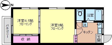 コーポ吉田(2K/2階)の間取り写真