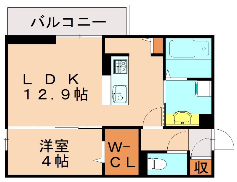 D-ROOM則松(1LDK/3階)の間取り写真