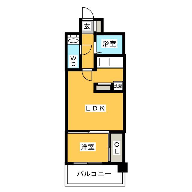 エステート・モア シャトー薬院(1LDK/11階)の間取り写真
