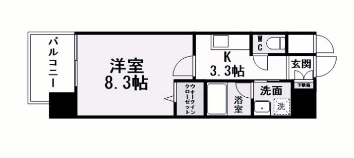 ラ・フェリス城野(1K/8階)の間取り写真