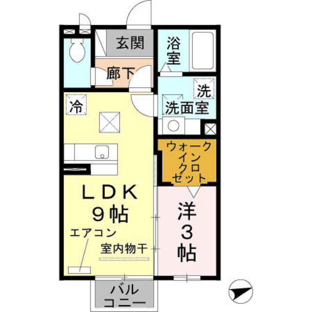 グラミール中之島(1LDK/2階)の間取り写真
