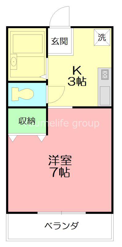 緑園ヒルズ(1K/2階)の間取り写真