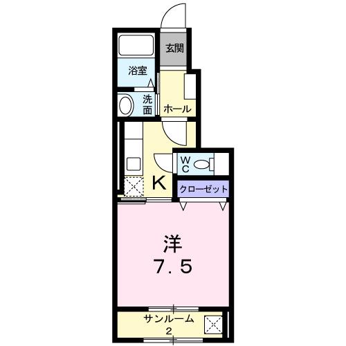 エグゼルティ NAN(1K/1階)の間取り写真
