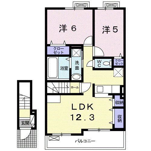 レディーバードI(2LDK/2階)の間取り写真