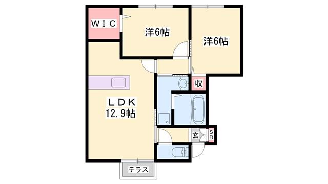 サンブランシュプレイスA棟(2LDK/1階)の間取り写真