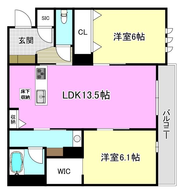 ソムニウム ドムス 南茨木(2LDK/1階)の間取り写真