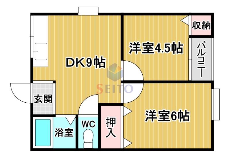 刀根ヒルズハイツ(2DK/2階)の間取り写真