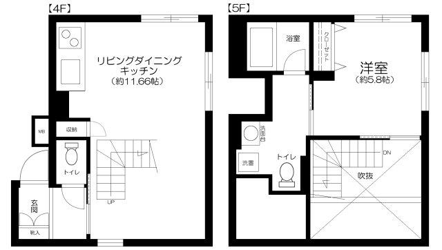 ブライト住吉(1LDK/4階)の間取り写真