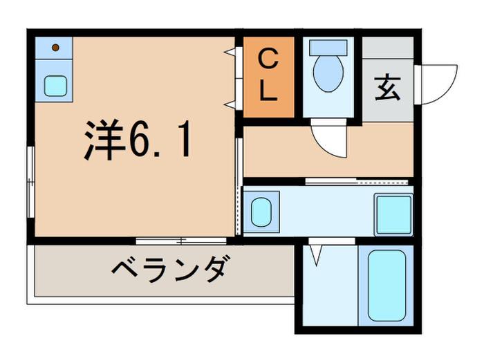 セレニティ立花参番館(ワンルーム/1階)の間取り写真