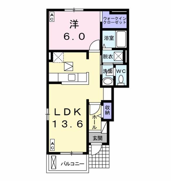 エスポワール光(1LDK/1階)の間取り写真