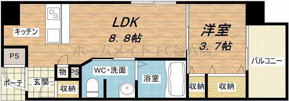アバンティ南堀江ウエスト(1LDK/6階)の間取り写真