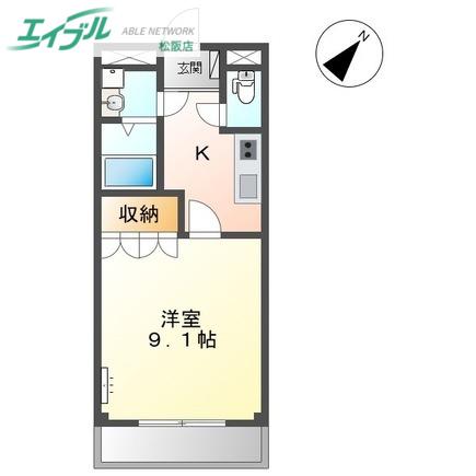 フラワーヒルズ天白D(1K/2階)の間取り写真