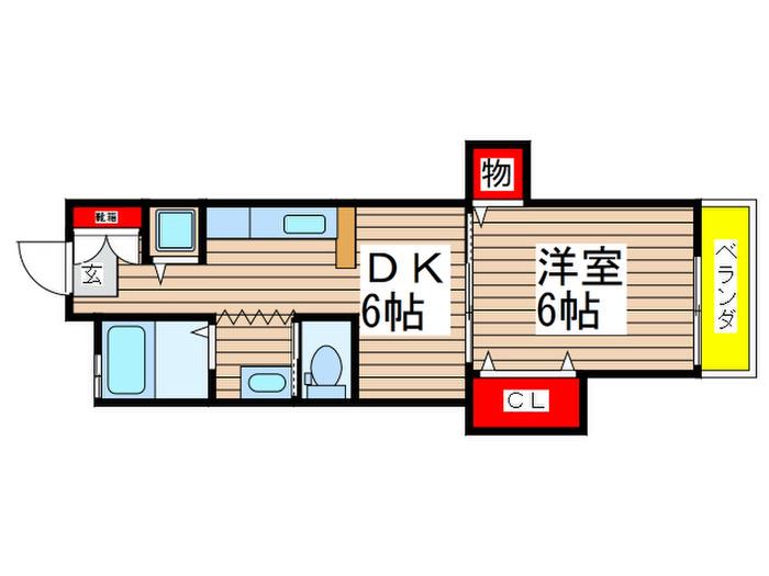 コーポ葵(1DK/2階)の間取り写真