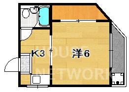 うえだビル(1K/4階)の間取り写真