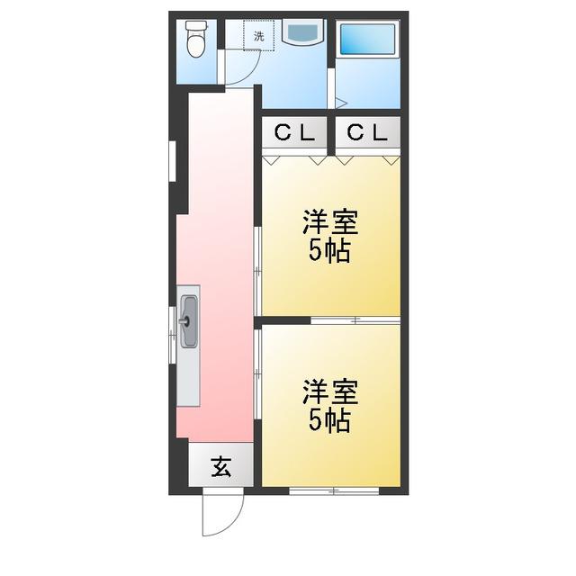 市川荘(2DK/1階)の間取り写真