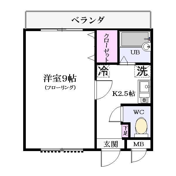 グランドビレッジ(1K/3階)の間取り写真