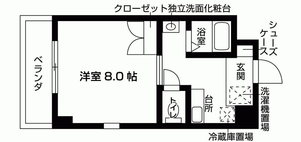 CRECER京田辺(1K/1階)の間取り写真