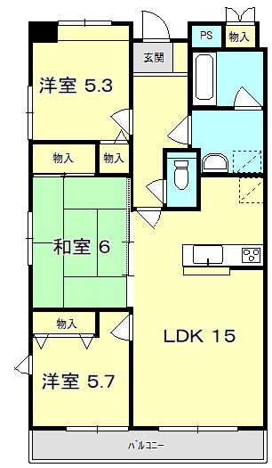 シティアガーデン甲府(3LDK/7階)の間取り写真