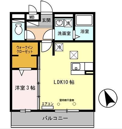 セジュール白浜 B棟(1LDK/2階)の間取り写真