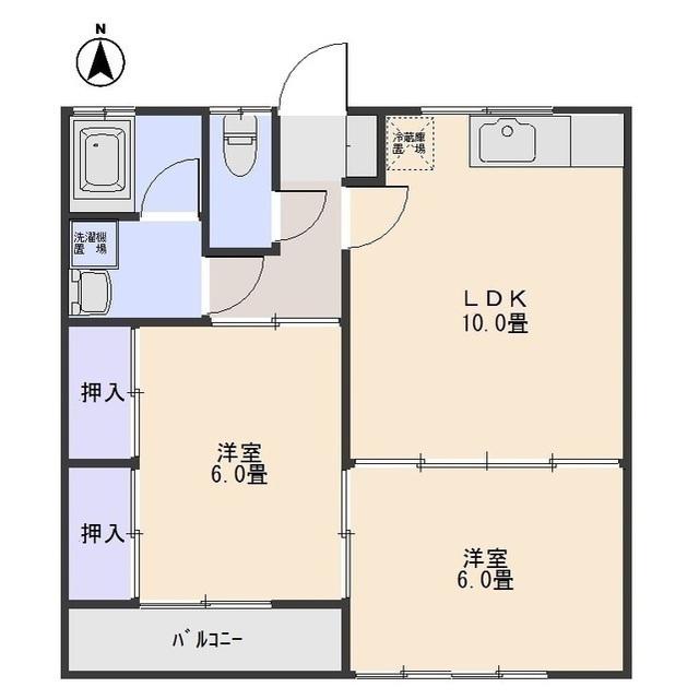 ヴィレッジ浅見(2LDK/2階)の間取り写真