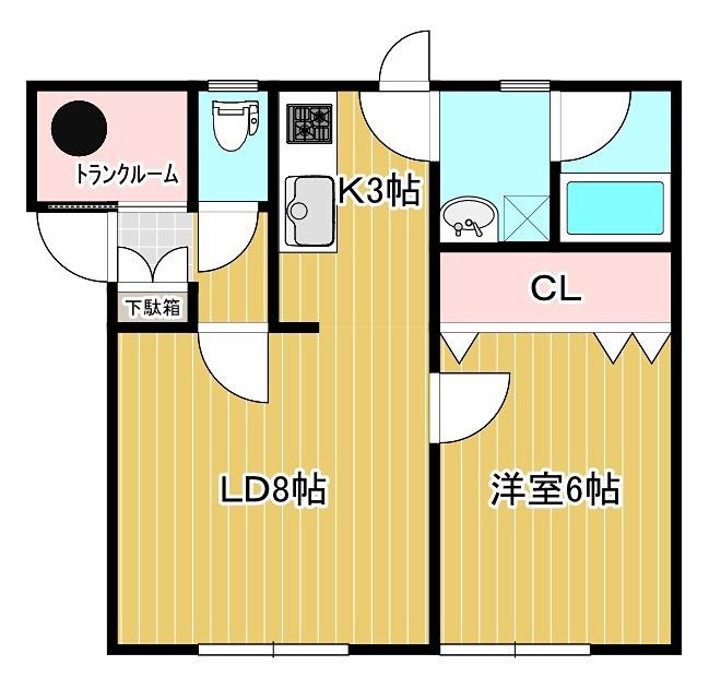 ローズ西富(1LDK/1階)の間取り写真