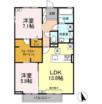 グランディール(2LDK/1階)の間取り写真