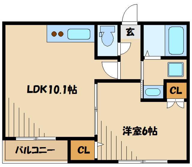 ヘーベルメゾンヴェール(1LDK/1階)の間取り写真