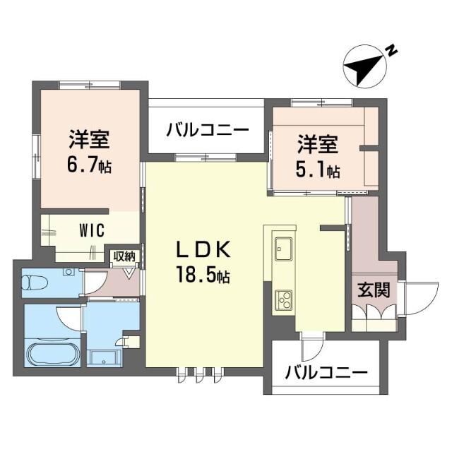 FDI CASA片瀬江の島 I(2LDK/3階)の間取り写真