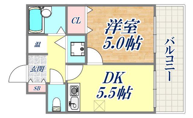 フルール妙法寺(1DK/5階)の間取り写真