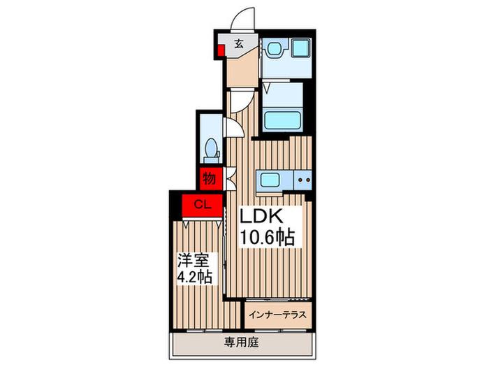 アンソレイユ(1LDK/1階)の間取り写真