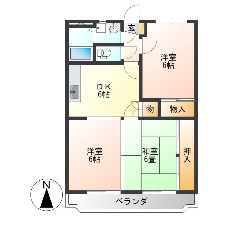 ロイヤルマンション野口(3DK/1階)の間取り写真