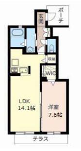 グランコート(1LDK/1階)の間取り写真