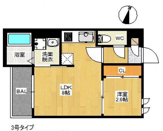 REGALEST BRILLER旧称草津駅前2(1LDK/3階)の間取り写真