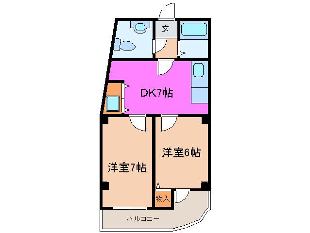 デイズハイツ港晴(2DK/5階)の間取り写真