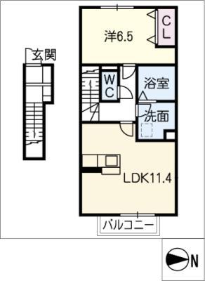 パークアヴェニュー(1LDK/2階)の間取り写真