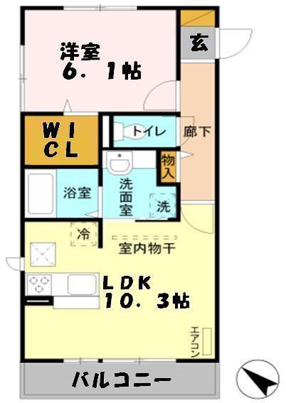 クレール原新町(1LDK/3階)の間取り写真