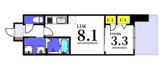 S-RESIDENCE東千田公園ALESIA(1LDK/5階)の間取り写真