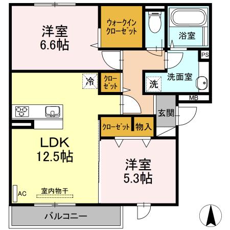 グッディII(2LDK/2階)の間取り写真