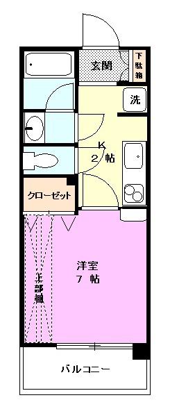 ヴューパークふじみ野(1K/1階)の間取り写真